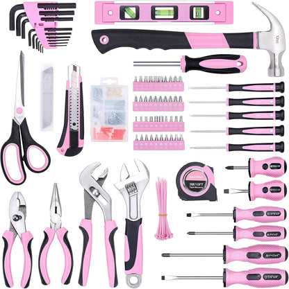 FASTPRO 220-Piece Home Tool Set, Household Repairing Tool Kit, with 12-Inch Wide Mouth Open Storage Tool Bag, Green