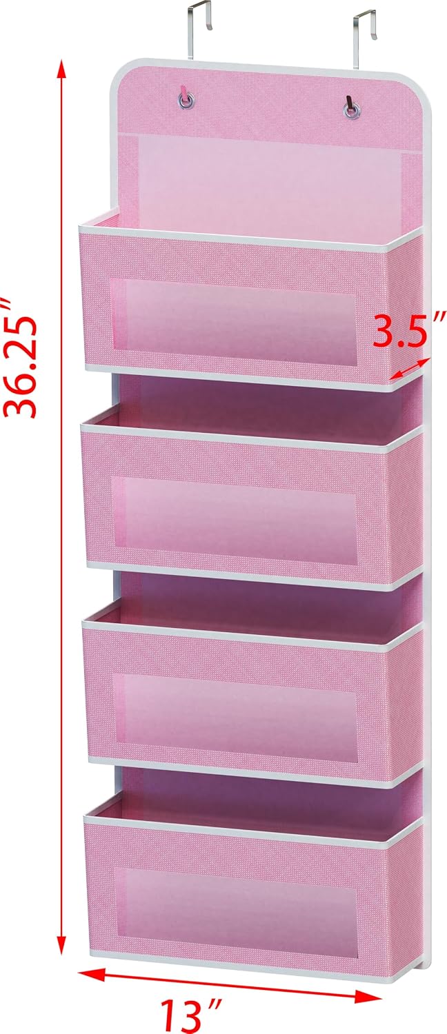 Simple Houseware 6 Clear Window Pocket Over Closet Door Storage Hanging Organizer for Bedroom, Bathroom, Pantry, Beige
