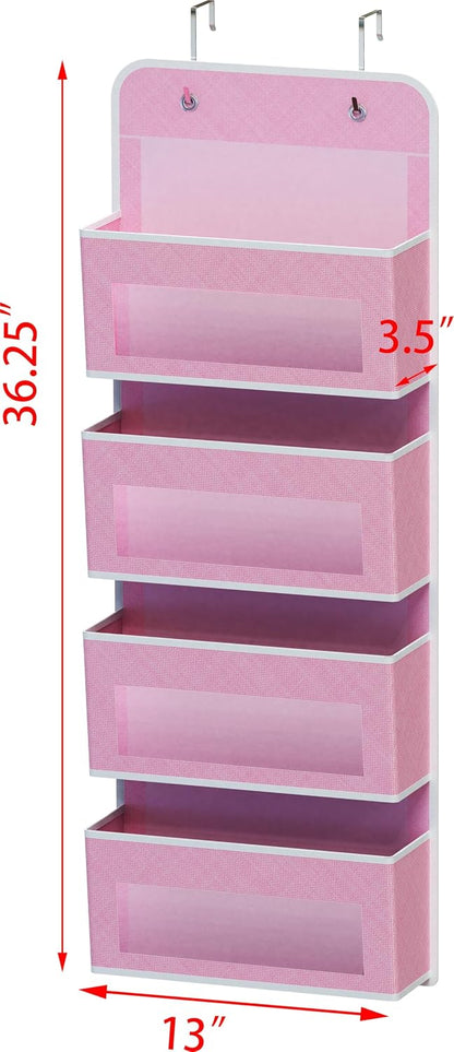 Simple Houseware 6 Clear Window Pocket Over Closet Door Storage Hanging Organizer for Bedroom, Bathroom, Pantry, Beige