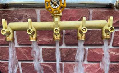 EBH Brass Garden Hose Splitter, 3 Way High Flow Outdoor Faucet Splitter,Full Flow 3-Way Brass Heavy Duty Hose Splitter With 3 Long Metal Handle and Individual On/Off Valve。