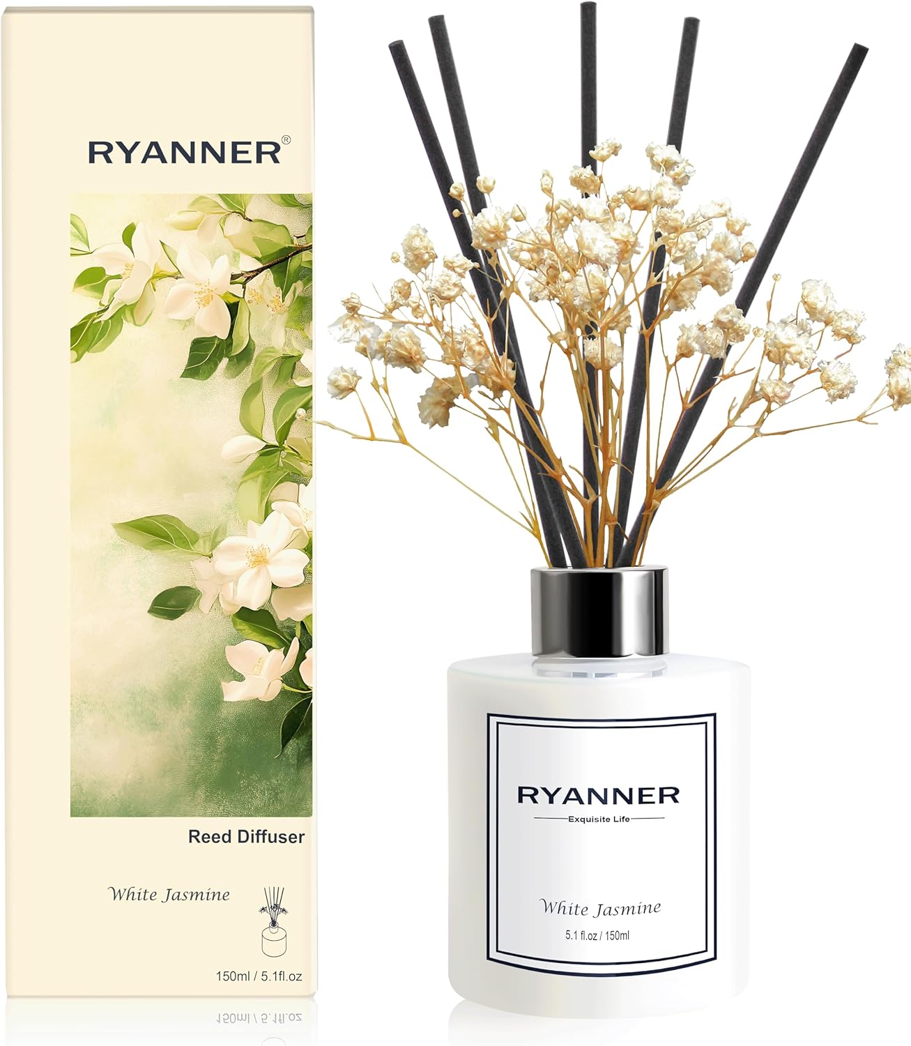 Reed Diffuser Set,5.1 fl oz Clean Linen Scent Diffuser with Sticks Home Fragrance Reed Diffuser with Essential Oil for Bathroom Shelf Decor&Air Freshener,Home Bathroom Office Decor & Gifts