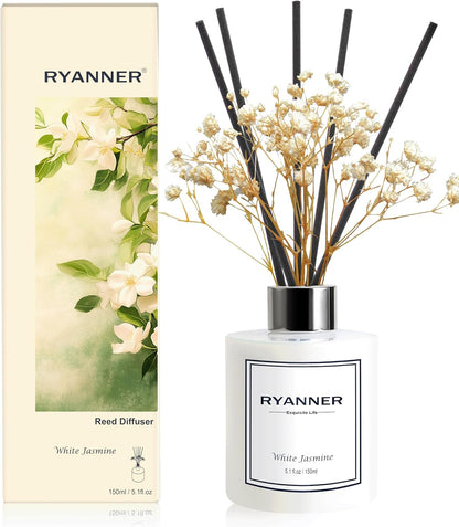Reed Diffuser Set,5.1 fl oz Clean Linen Scent Diffuser with Sticks Home Fragrance Reed Diffuser with Essential Oil for Bathroom Shelf Decor&Air Freshener,Home Bathroom Office Decor & Gifts
