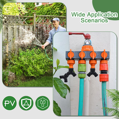 2 Way Y Splitter for 3/4" Garden Hose, Black, 2 Pcs | Plastic Hose Connectors, Faucet Watering Shut Off Valves, For Irrigation