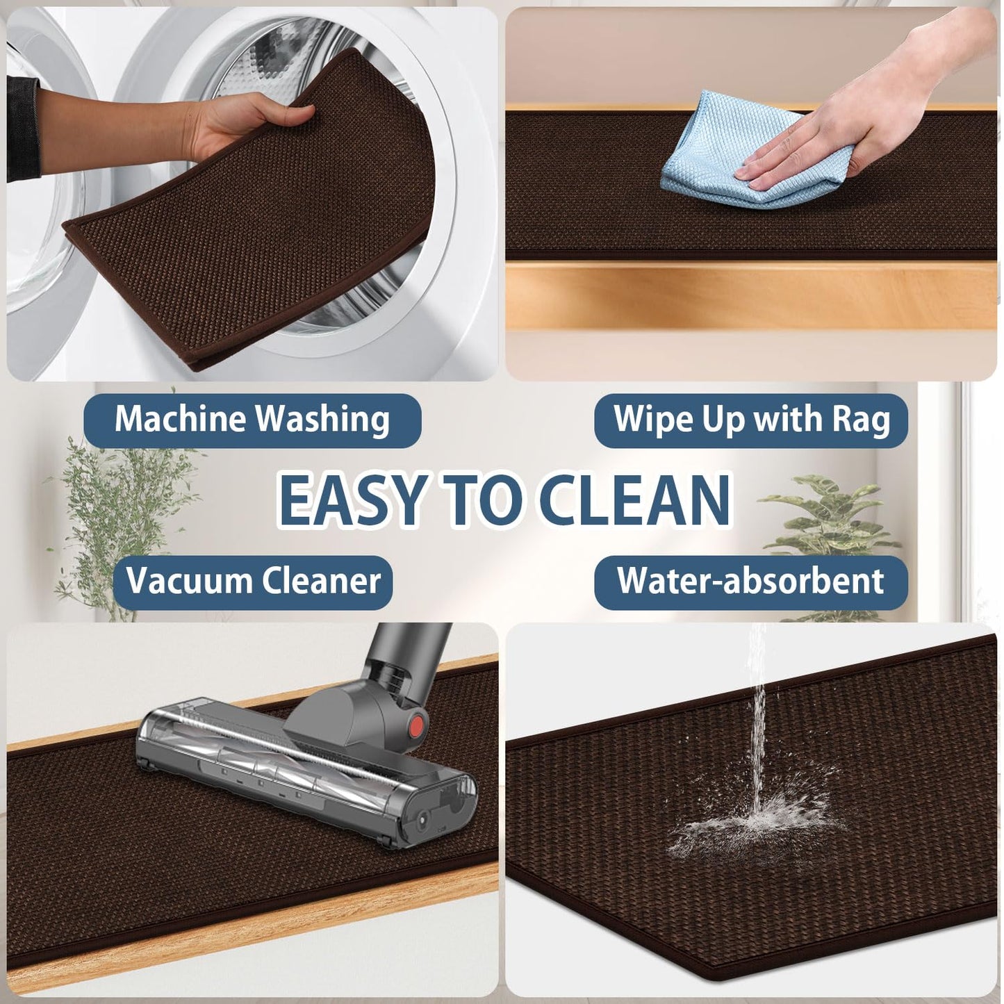 Peel and Stick Carpet Stair Treads for Wooden Steps Set of 15, Non Slip Adhesive Jute Stair Mats Indoor, Rubber Backing Safety Step Pads Mats, Grey, 8"x30"