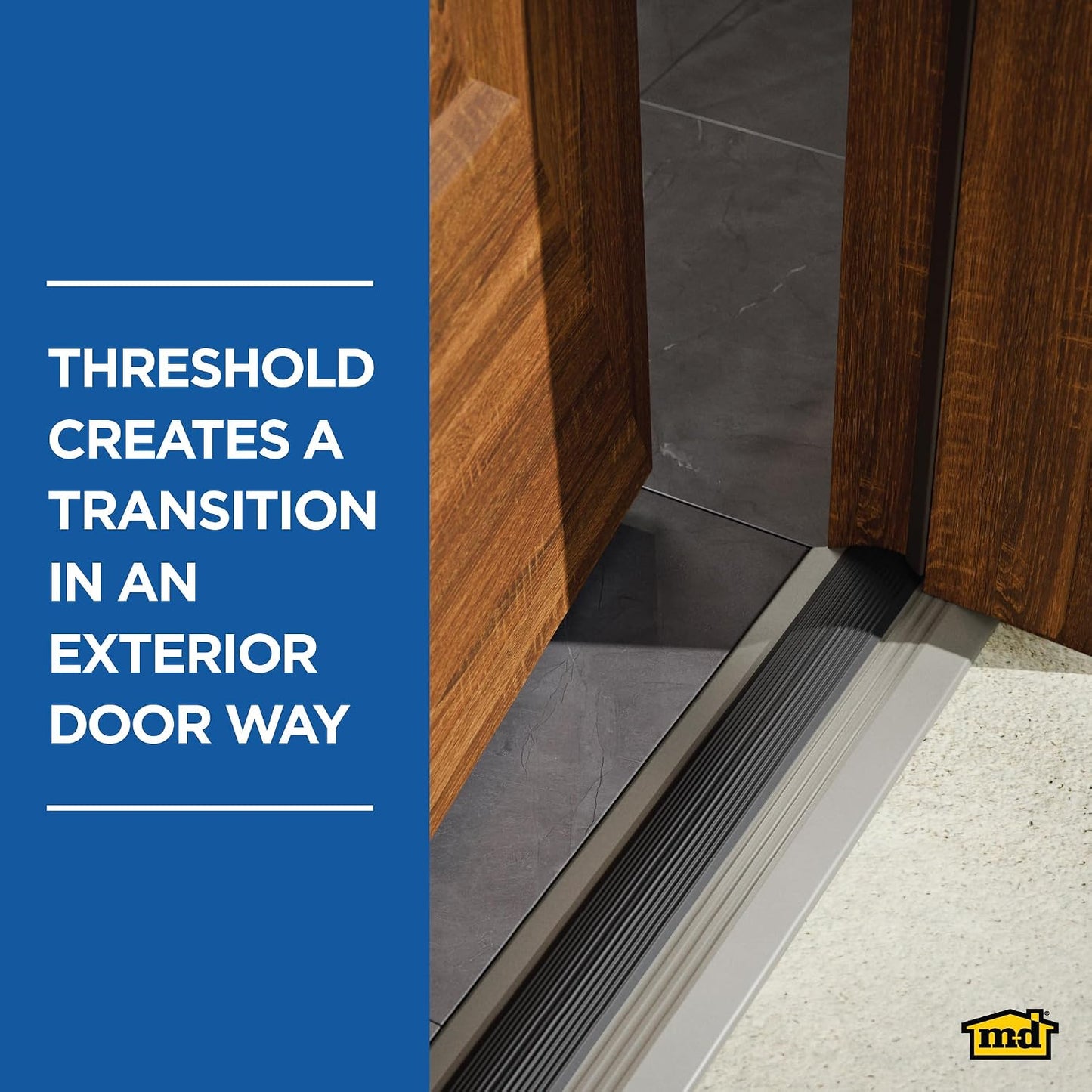 M-D Building Products 08102 3-3/4 in. x 3/4 in. x 36 in. Silver Aluminum and Vinyl Heavy-Duty Low-Profile Threshold