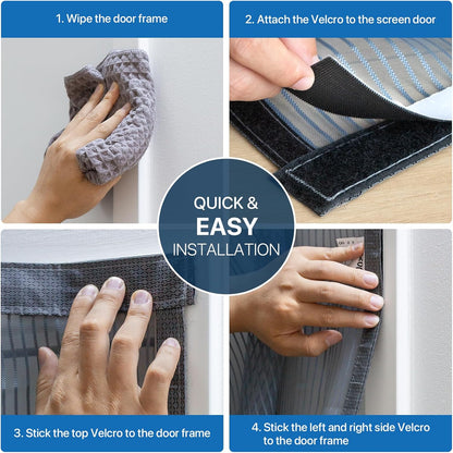 Heavy Duty Door Screen Magnetic Closure, LOVIGA Thickened Fiberglass Screen Door Mesh, Self Sealing, Tear Resistant, Easy Assemble, Fine Mesh Keep Bugs Out Fit Door Size 36 Inch X 82 Inch