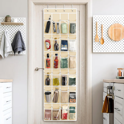 Simple Houseware 24 Pockets - Crystal Clear Over The Door Hanging Shoe Organizer, Gray (64'' x 19'')