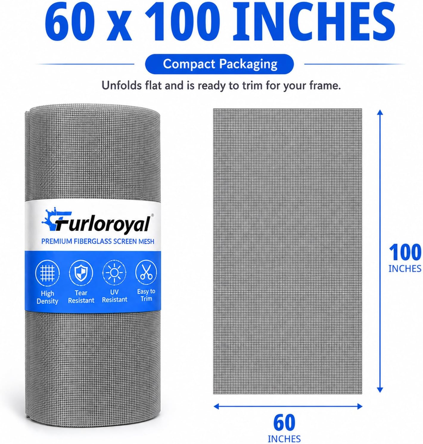 48" x 118" Window Screen Replacement Mesh, Black Fiberglass Screen for Window & Screen Door Repair, Durable High Visibility Mesh for Patio, Sliding Door & Window Screens