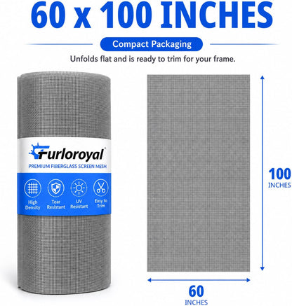 48" x 118" Window Screen Replacement Mesh, Black Fiberglass Screen for Window & Screen Door Repair, Durable High Visibility Mesh for Patio, Sliding Door & Window Screens