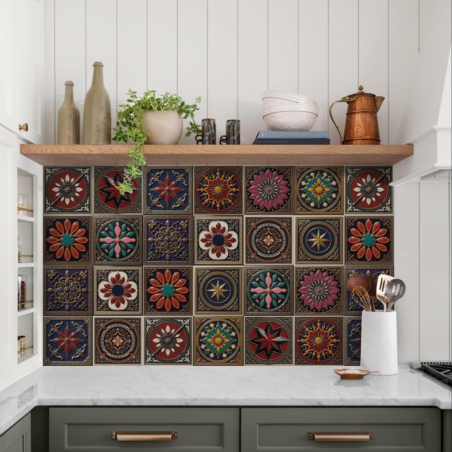 Peel and Stick Backsplash Tile Sticker for Kitchen and Bathroom Walls - 24 Removable 5.9"x5.9" Tiles, Waterproof