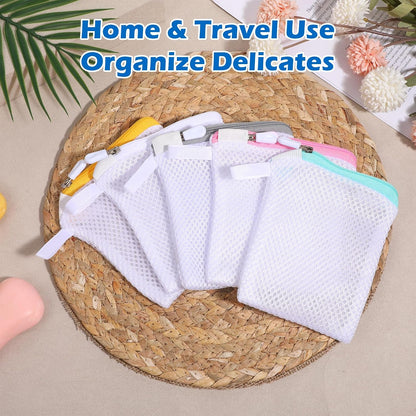 6 Pcs Small Lingerie Bags for Washing Delicates, Mesh Laundry Bags Small with Zipper, Wash Bag for Underwear, Socks & Bras, Foldable and Reusable for Travel & Home