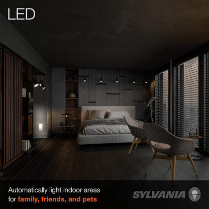 LEDVANCE Sylvania LED Mini Automatic Plug-in Night Light with Sensor, Motion Activated, Dusk to Dawn, Warm White, Plug-in Type - 1 Pack (64988)