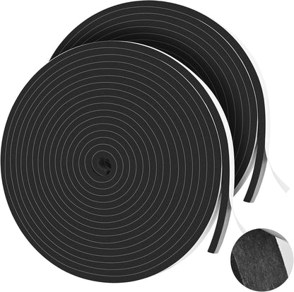 66Ft Foam Tapes Self Adhesive Foam Seal Strips 1/2In x 1/8In x 33.1Ft Each Roll Weatherstrips High Resilience Weather Stripping Door Seals for Door Soundproofing, Window Insulation (2R, White)
