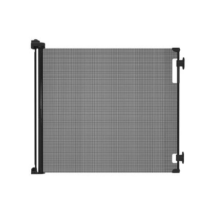 Retractable Baby Gate Perma Child Safety 33" Tall x 55” Wide, Mesh, for Stairs, Doorways, Dogs, Pets, Indoor, Outdoor, One-Handed Operation, Locking, Easy Install, Hardware Mount, White