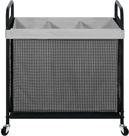STO STO Laundry Hamper 3 Section, 120L Rolling Laundry Sorter Cart with Removable and Washable Liner Bag, Clothes Hamper with Wheels and Metal Handle for Laundry Room and Bedroom