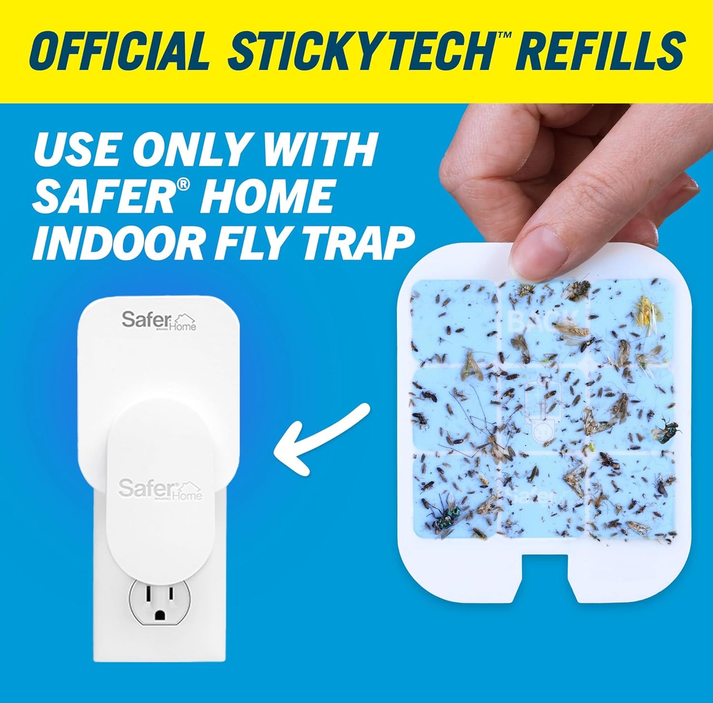 Safer Home Flying Insect Trap, Plug-in Fruit Fly Trap for Indoors, 2-Pack | Flying Insect, Moth, & Gnat Trap, Fruit Fly Killer, Fly Catcher, 24/7 Catch, Chemical-Free, 2 Traps + 2 Glue Cards, SH502-2SR
