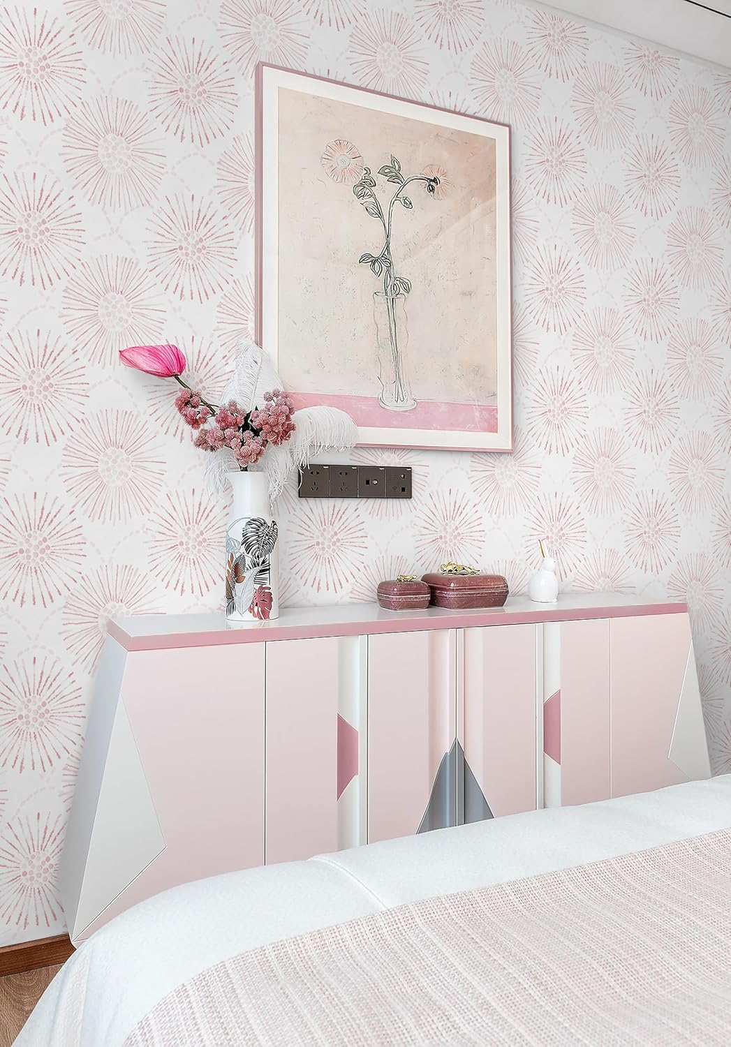 Boho Wallpaper Neutral Peel and Stick Wallpaper 78.7"x17.3" Geometric Wall Paper Beige and White Contact Paper Textured Removable Vinyl Waterproof for Bedroom Farmhouse Kitchen Bathroom