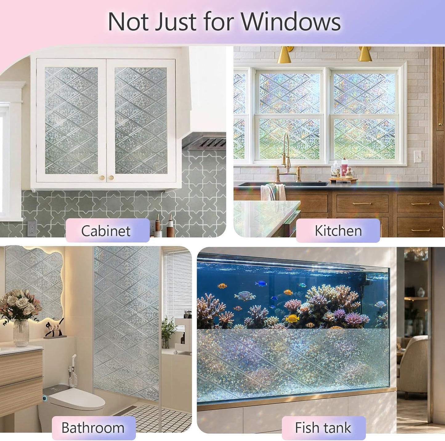KESPEN Window Privacy Film Frosted Glass Heat Control UV Blocking Privacy Window Film for Glass Windows Static Cling Non-Adhesive Door Coverings Decals for Bathroom Home Office,17.5 Inch X 6.5 Feet