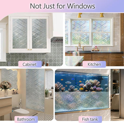 KESPEN Window Privacy Film Frosted Glass Heat Control UV Blocking Privacy Window Film for Glass Windows Static Cling Non-Adhesive Door Coverings Decals for Bathroom Home Office,17.5 Inch X 6.5 Feet