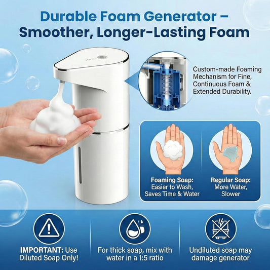 Automatic-Foaming-Soap-Dispenser-Touchless,Type C Rechargeable White Hand Soap Dispenser 13oz/350ml with 3 Foam Levels Wall Mounted & Countertop Design for Kitchen Bathroom IPX5 Waterproof