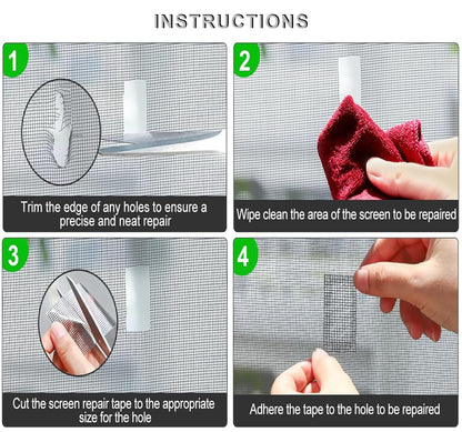 ACEBON Window Screen Repair Tape, 2"x80" - Strong Adhesive Mesh Patch Kit for Window Door Tears & Holes (Grey)