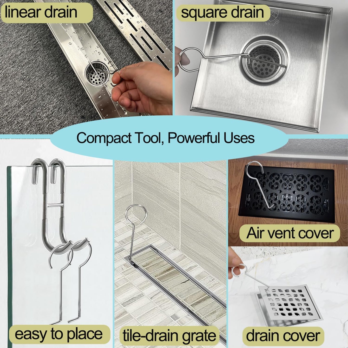 Neodrain Shower Drain Hair Catcher – Stainless Steel Hair & Debris Strainer with Lifting Hook, Hair Trap Filter Basket for Bathroom Drains, Reusable Hair Strainer for Clog-Free Drains