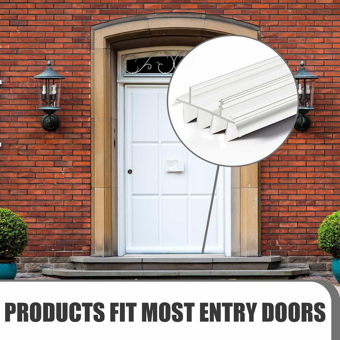 Pushglossy 2 Pcs 32inch Replacement Door Bottom with Vinyl Fins 1 3/4" Wide Threshold Seal Bottom of Door Weatherstrip Kerf Weather Stripping for 7/8" Between Barbs(Black)