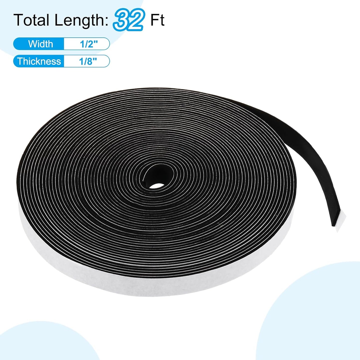 PATIKIL Weather Stripping Door Seal Strip, 3/8 Inch x 1/4 Inch x 32 Ft Self Adhesive Soundproof High Density Foam Tape Insulation for Door Window Air Conditioning, White - Colors A