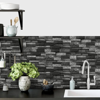 36 Sheets of Self Adhesive Marble Tile Wall Tiles Vinyl Sticker | 9.68 x 4.72in Water Resistant, Easy to Stick and Peel off, Suitable for DIY Decoration on Ceilings and Walls (Black)