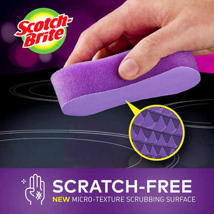 Scotch-Brite Scratch-Free Glass Cooktop Pads, Chemical Free Cleaning for Glass Stovetops, Tackle Burnt-On Messes, 2 Cleaning Pads
