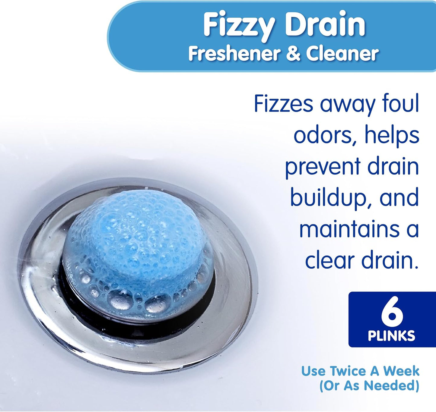 Plink Fizzy Drain Cleaner, 6 Count (Pack of 2), Lemon Scent