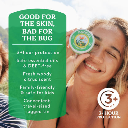 Badger Bug Repellent, Easy to Use Travel Stick, DEET-Free Mosquito Repellent & Insect Protection, Certified Organic Essential Oil Balm