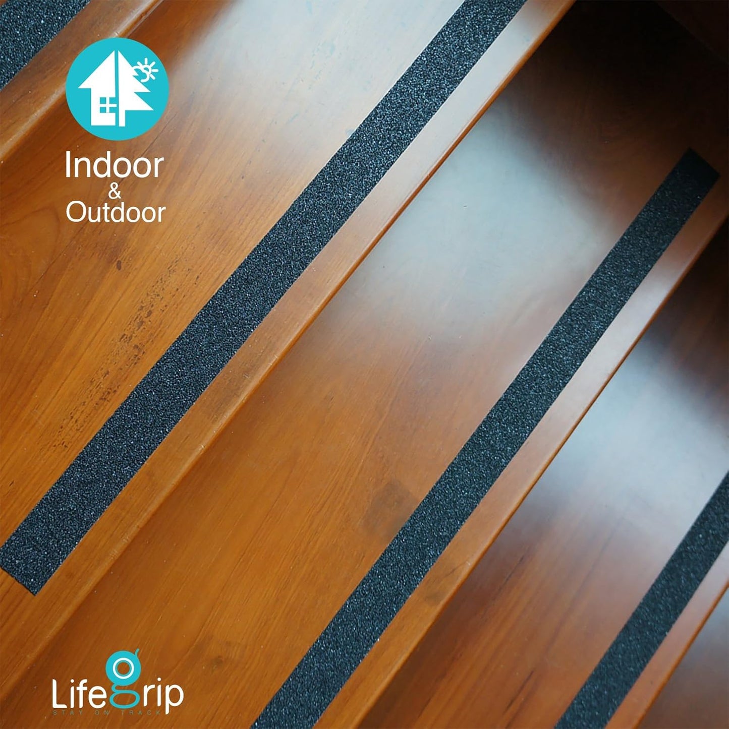 Lifegrip Anti Slip Tape, 4 Inch x 15 Foot Non-Slip Traction Grip Tape for Stairs, Waterproof Stair Treads Grip Non Slip, Non Skid Tape for Steps, Outdoor Black Grip Tape (4" X 15')