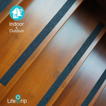 Lifegrip Anti Slip Tape, 4 Inch x 15 Foot Non-Slip Traction Grip Tape for Stairs, Waterproof Stair Treads Grip Non Slip, Non Skid Tape for Steps, Outdoor Black Grip Tape (4" X 15')