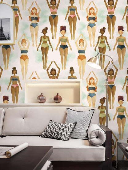 Floralplus Peel and Stick Wallpaper Removable Wallpaper Renter Friendly Modern Girls Wallpapers for Bathroom Self Adhesive Textured Contact Paper for Bedroom Wall Art 17.5 x 118 in