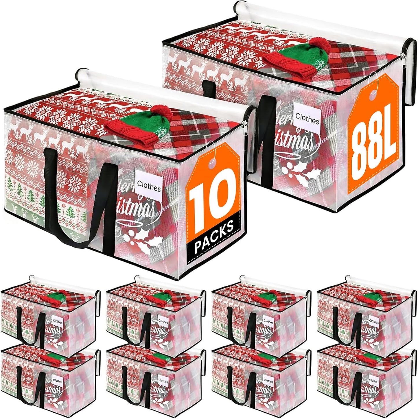 RoomHacks Heavy Duty Clear Moving Bags with Reinforced Handle and Double Zipper, Storage Totes, Packing Bags Alternative to Moving Essential and Supplies Box, Clear, Large, 6 Packs