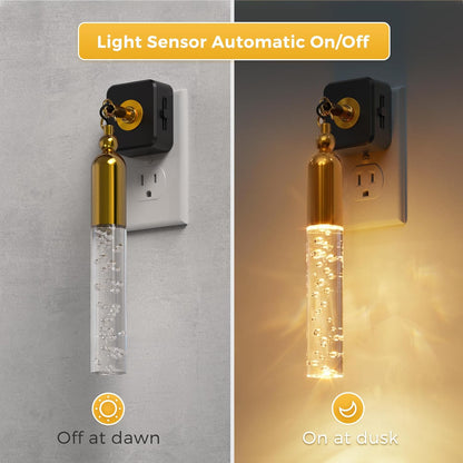 L LOHAS LED Night Light,Dimmable Night Lights Plug into Wall, 2 Pack Acrylic Nightlight with 0-100 LM Adjustable Brightness, 3000K Plug in Night Light with Dusk to Dawn Sensor, for Bathroom Hallway