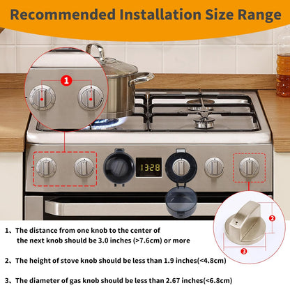 5 + 1 Packs Stove Knob Safety Covers for Child, Childproof Oven Door Lock, Baby Proofing Kitchen Gas Range Oven Knobs Locks, Black