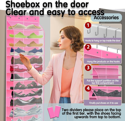Kotkn Over The Door Shoe Organizer with 12 Large Breathable Pockets - Durable Hanging Storage for the Entire Family's Shoes (White)