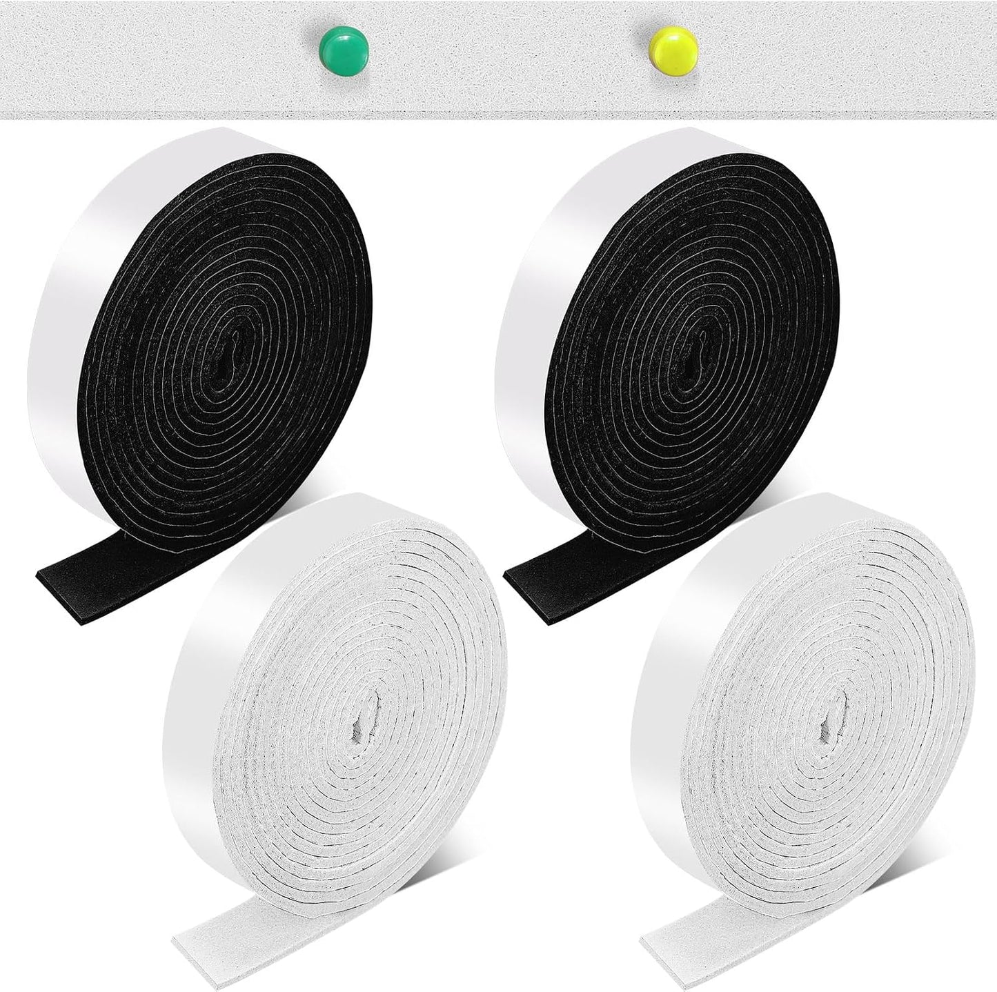 Zonon 4 Rolls 120 Inch Felt Strip with Adhesive Backing Felt Tapes Furniture Strip Rolls Self Stick Heavy Duty Polyester for Protecting Furniture and DIY Adhesive(Black,0.5 Inch)