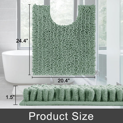 Yimobra Bathroom Rugs Non Slip Washable - Ultra Soft Absorbent Chenille Bath Mat, Quick Dry Shaggy Floor Carpet for Tub Shower, Gray Home Decor Accessories, 24x17 Inch