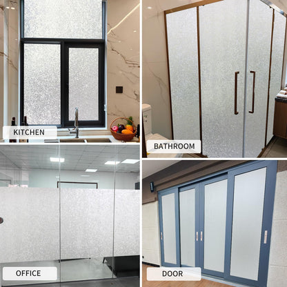 Frosted Window Film, Removable Glass Door Privacy Film, Suitable for Bathrooms, Offices, Static Cling Decorative Film, Reusable Window Stickers (Pure, 17.5X78.7 Inch)