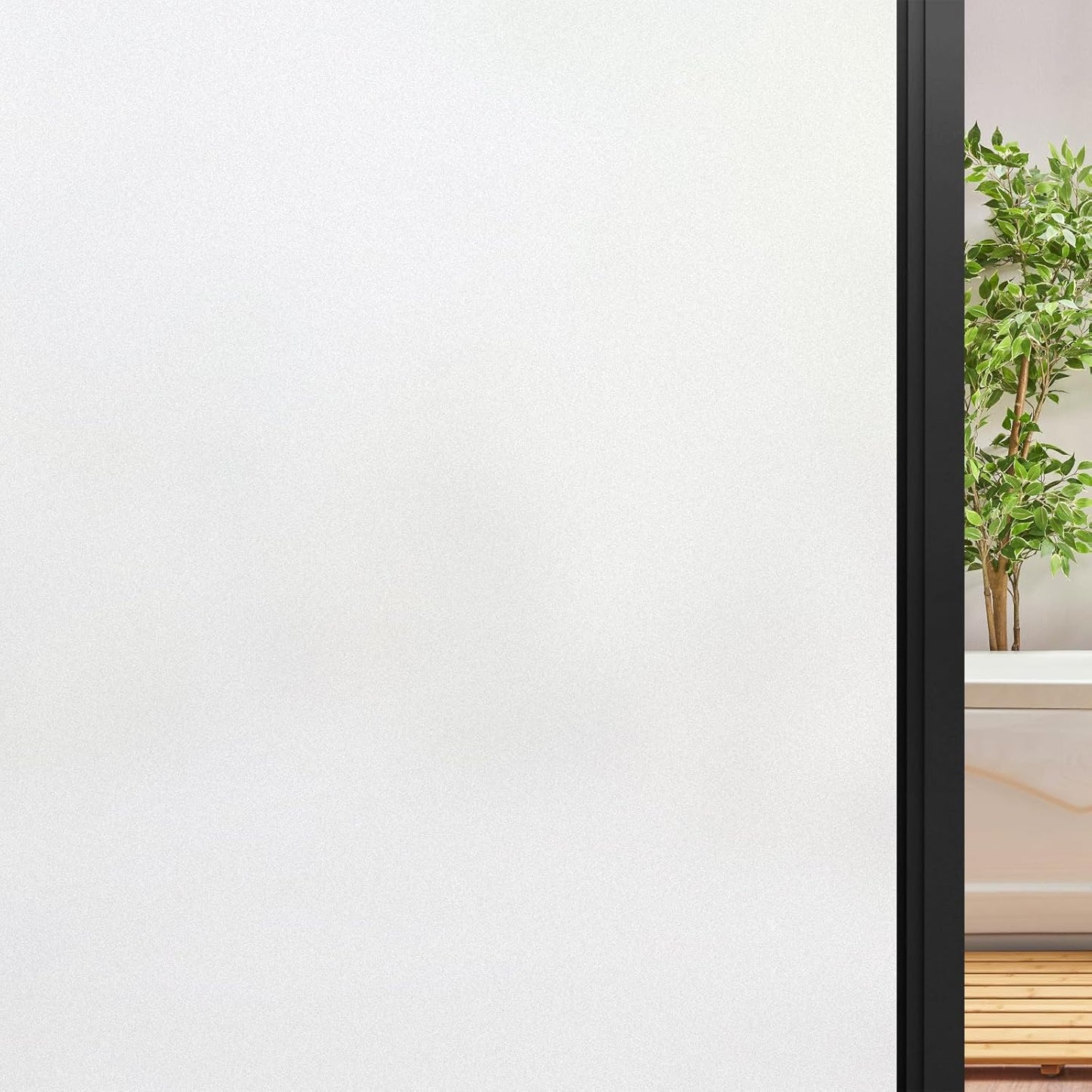 DOWELL Window Privacy Film, Frosted Glass Window Film, Static Cling Non-Adhesive Glass Clings, Sun Blocking Opaque Coverings, Reusable Door Stickers for Bathroom Home Office, Pure, 17.5" x 78.7"