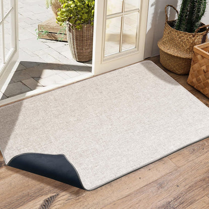 Yancorp 16"x26" Ultra Thin Bathroom Rugs,Low Profile Bath Rug,Rubber mat,Fit Under Door,Non Slip,Machine Washable Shower Rug,Dark Grey