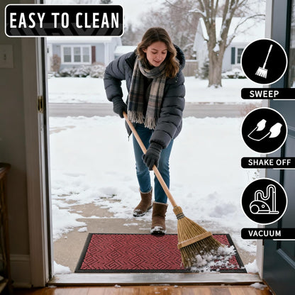 Yimobra Doormat Outdoor Entrance 29.5x17, All-Weather Waterproof Outdoor Mats for Front Door, Non Slip Welcome Door Mat for Patio Proch Outside Entryway Indoor, Black