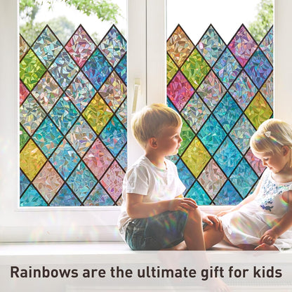 SUNBABY Reeded Glass Window Privacy Film, Frosted Glass Window Film for Bathroom & Front Door, Static Cling Decorative 3D Window Stickers Day and Night Privacy Sun Heat Blocking (17.5 x 78.7 Inch)