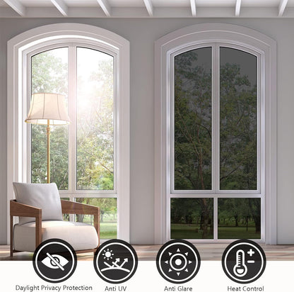 KESPEN Window Privacy Film Frosted Glass Heat Control UV Blocking Privacy Window Film for Glass Windows Static Cling Non-Adhesive Door Coverings Decals for Bathroom Home Office,17.5 Inch X 6.5 Feet