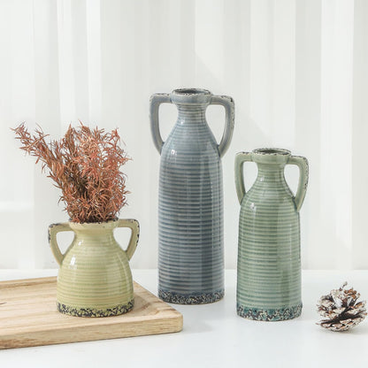 Bud Vase - Flower Vase Set - Decorative Vases - Ceramic Small Vase Set of 3 for Centerpieces - Ice Creak for Decor - Modern Decoration Vases for Home Farmhouse Table Office, Mini Vase by Lyeec