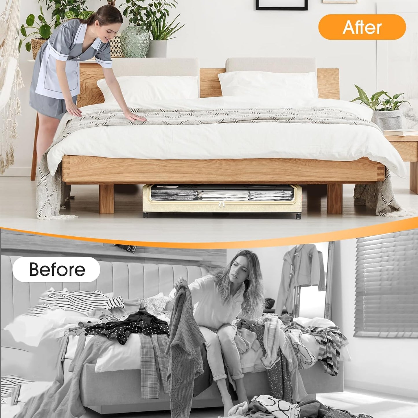 SpaceHacks Under Bed Storage with Wheels 2Pack Storage Containers with Clear Window&Label Under Bed Drawers Rolling Under Bed Storage for Clothes,Shoes, Blankets (30.71 x 16.93 x 6.69 in, Dark Grey)
