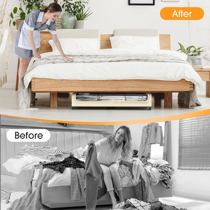 SpaceHacks Under Bed Storage with Wheels 2Pack Storage Containers with Clear Window&Label Under Bed Drawers Rolling Under Bed Storage for Clothes,Shoes, Blankets (30.71 x 16.93 x 6.69 in, Dark Grey)